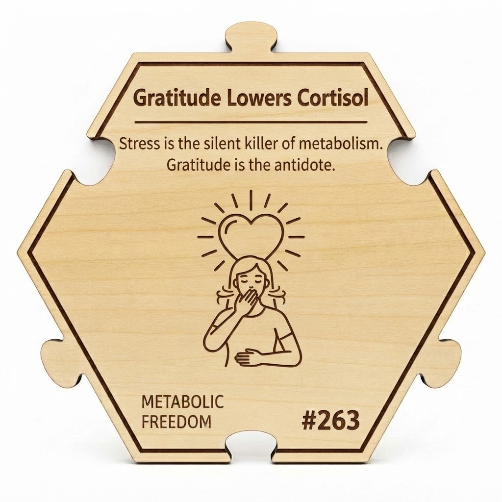 Gratitude Lowers Cortisol puzzle piece from the Metabolic Freedom Set set
